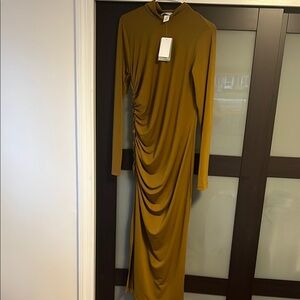 H&M Yellow Bodycon Long Sleeve Dress
